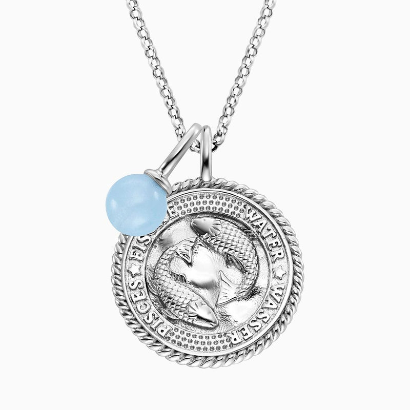 Engelsrufer Silver Pisces Blue Agate With Zirconia Necklace