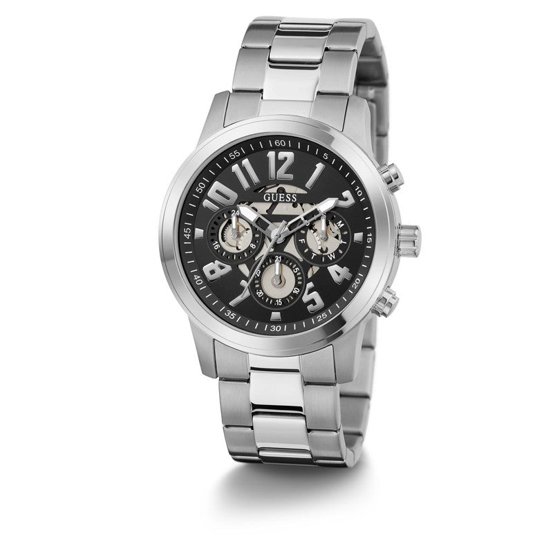 GUESS Mens Parker Silver Tone Multi-function Watch GW0627G1