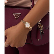 GUESSRose Gold Analog Watch with Oval White Dial
