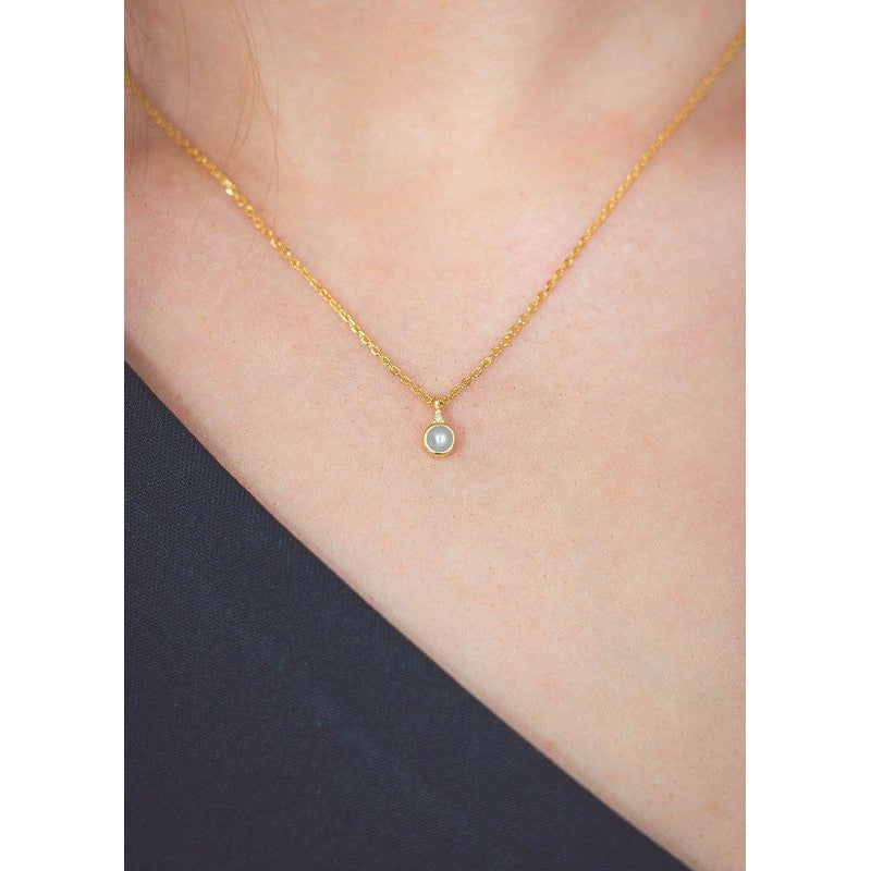 Georgini Freshwater Pearl and Diamond June Pendant - Gold