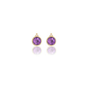 Georgini Natural Amethyst and Two Natural Diamond February Earrings - Gold