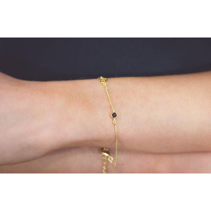 Georgini Natural Garnet and Two Natural Diamond January Bracelet - Gold