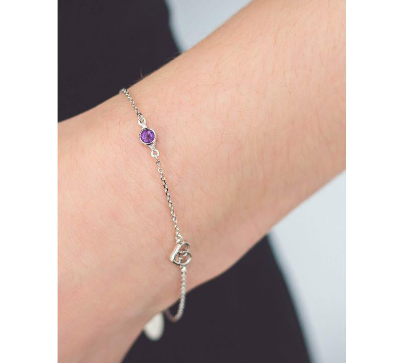 Georgini Natural Garnet and Two Natural Diamond January Bracelet - Silver