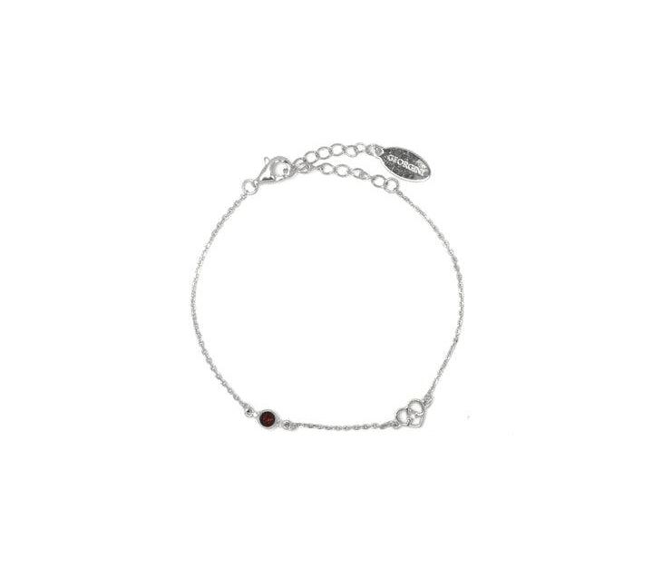 Georgini Natural Garnet and Two Natural Diamond January Bracelet - Silver