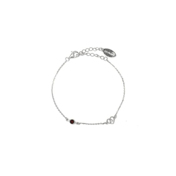 Georgini Natural Garnet and Two Natural Diamond January Bracelet - Silver