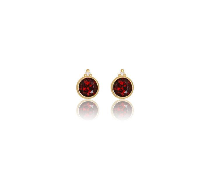 Georgini Natural Garnet and Two Natural Diamond January Earrings - Gold