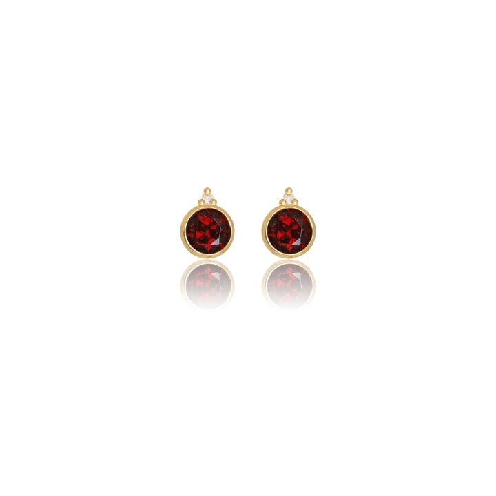 Georgini Natural Garnet and Two Natural Diamond January Earrings - Gold