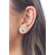 Georgini Natural Green Agate and Two Natural Diamond May Earrings - Gold