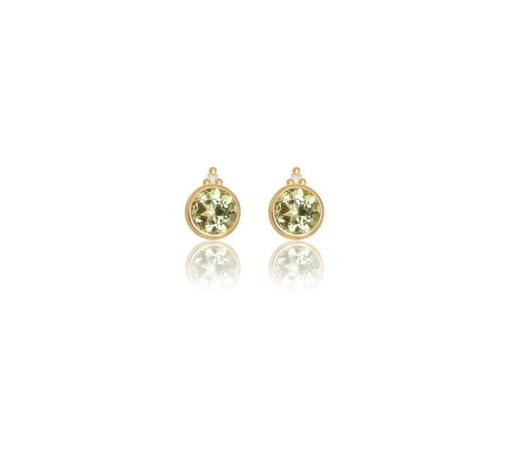 Georgini Natural Peridot and Two Natural Diamond August Earrings - Gold