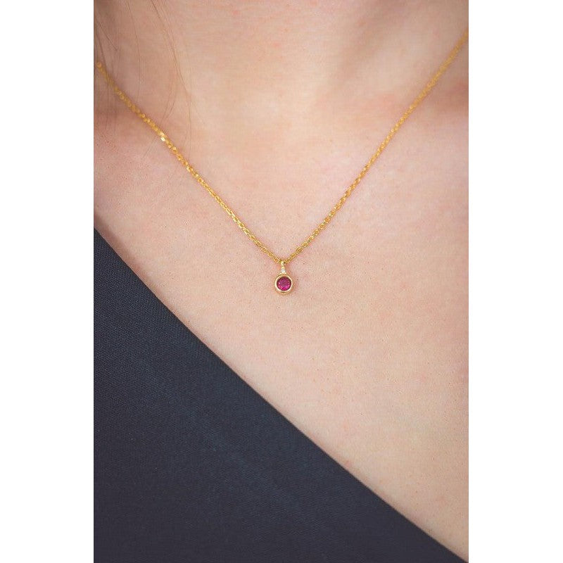 Georgini Natural Ruby and Diamond July Pendant - Gold