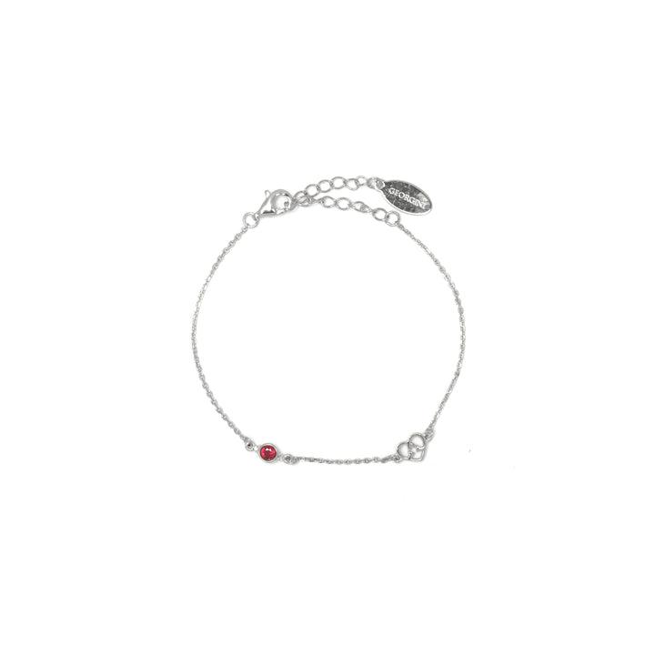 Georgini Natural Ruby and Two Natural Diamond July Bracelet - Silver