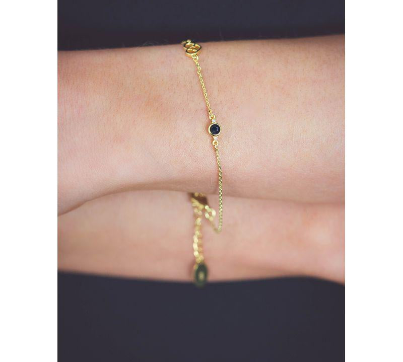 Georgini Natural Sappire and Two Natural Diamond September Bracelet - Gold