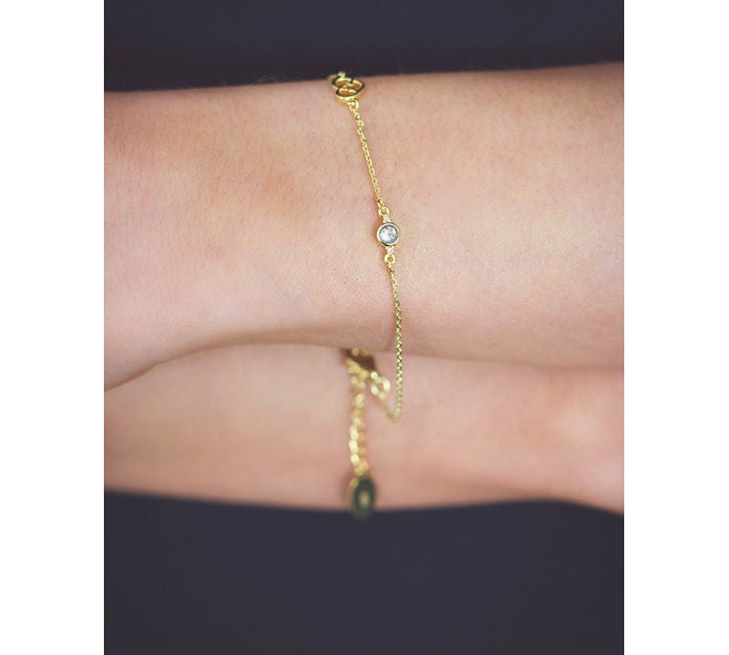 Georgini Natural Topaz and Two Natural Diamond April Bracelet - Gold