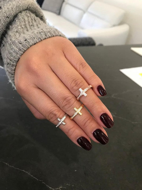 Georgini Spiritus Wrap Cross Ring - Rose Gold