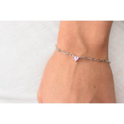 Georgini Sweetheart Heart Chain Bracelet - Pink Silver