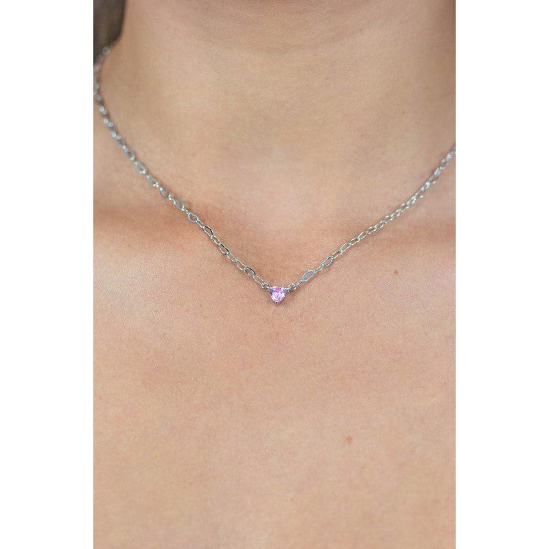 Georgini Sweetheart Heart Chain Necklace - Pink Silver