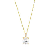 18k gold-plated sterling silver pendant with a sparkling cushion-cut cubic zirconia on a delicate 50cm chain.