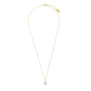 18k gold-plated sterling silver necklace featuring an elongated cushion-cut cubic zirconia pendant on a 50cm chain.