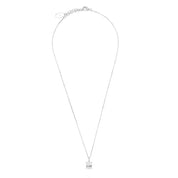 Georgini Sydney Soiree Elaine cushion-cut cubic zirconia pendant in rhodium-plated 925 sterling silver on a 50cm chain.