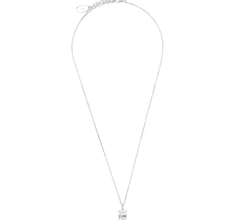 Georgini Sydney Soiree Elaine cushion-cut cubic zirconia pendant in rhodium-plated 925 sterling silver on a 50cm chain.