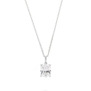 Georgini Elaine cushion-cut cubic zirconia pendant in rhodium-plated sterling silver on a delicate adjustable chain.
