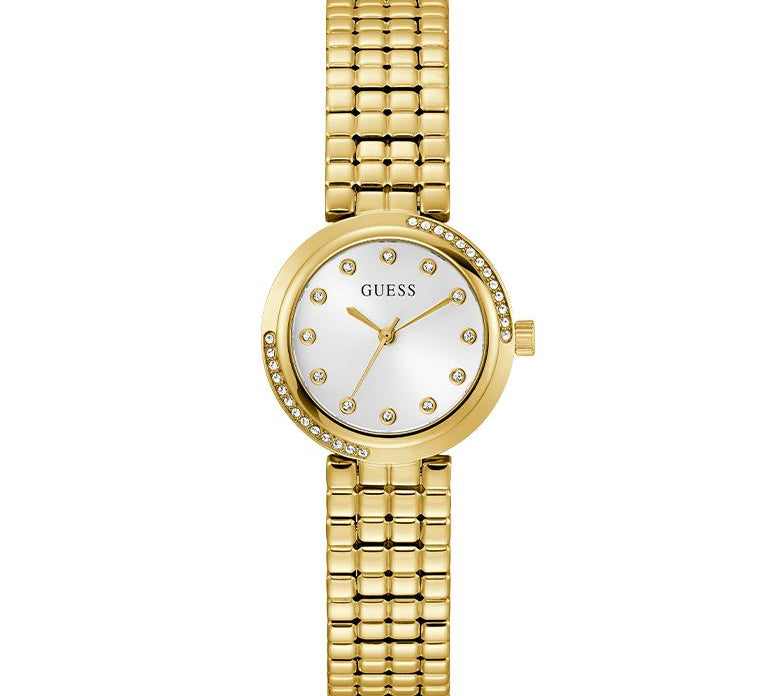 Guess Clara Gold‑Tone Watch with Crystal Dial