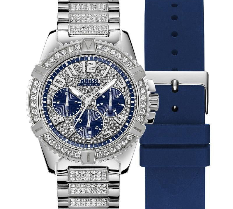 Guess Frontier Mens Box-Set Sport Silver Multi-function Watch GW0351G2