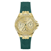 Guess Ladies Green Gold Tone Multi-function Watch