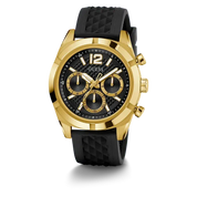Guess Mens Black Gold Tone Multi-function Watch