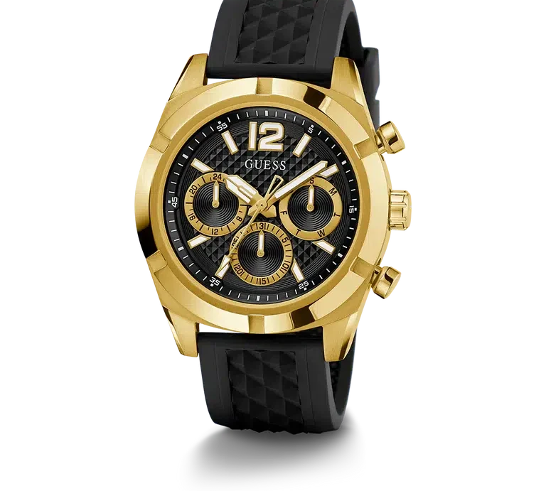 Guess Mens Black Gold Tone Multi-function Watch