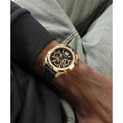 Guess Mens Black Gold Tone Multi-function Watch