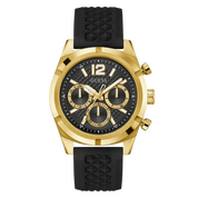 Guess Mens Black Gold Tone Multi-function Watch