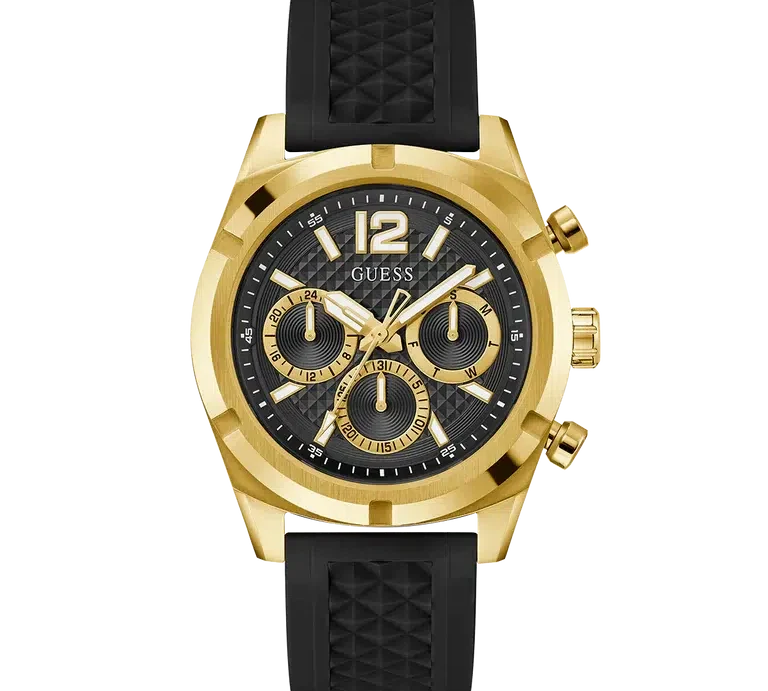 Guess Mens Black Gold Tone Multi-function Watch