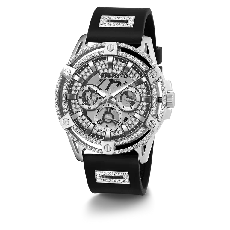 Guess Mens Black Silver Tone Multi-function Watch GW0537G1