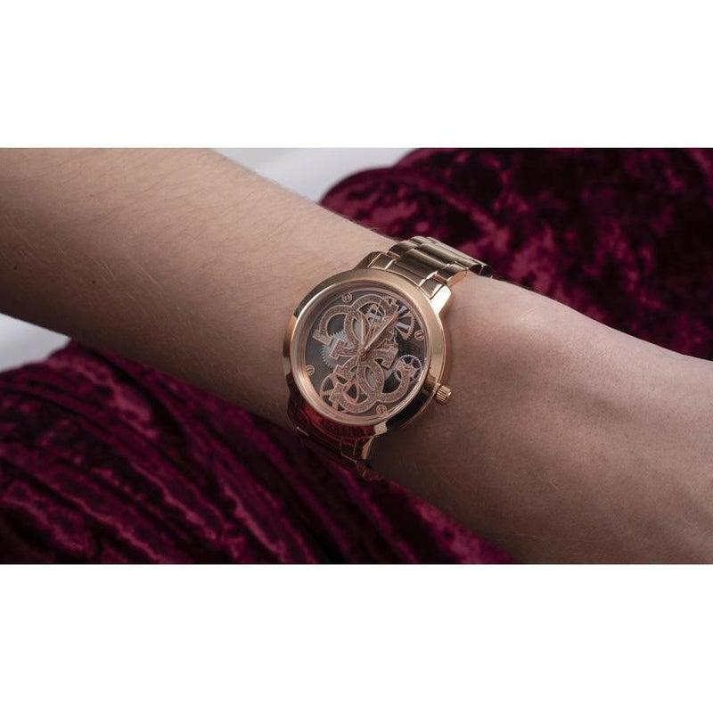 Guess Quattro Clear Rose Gold Tone Analog Ladies Watch GW0300L3