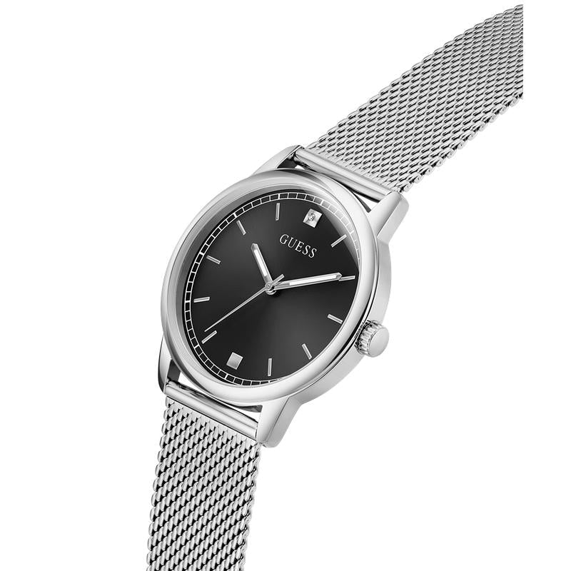 Guess Silver Tone Mesh Bracelet Analog Watch