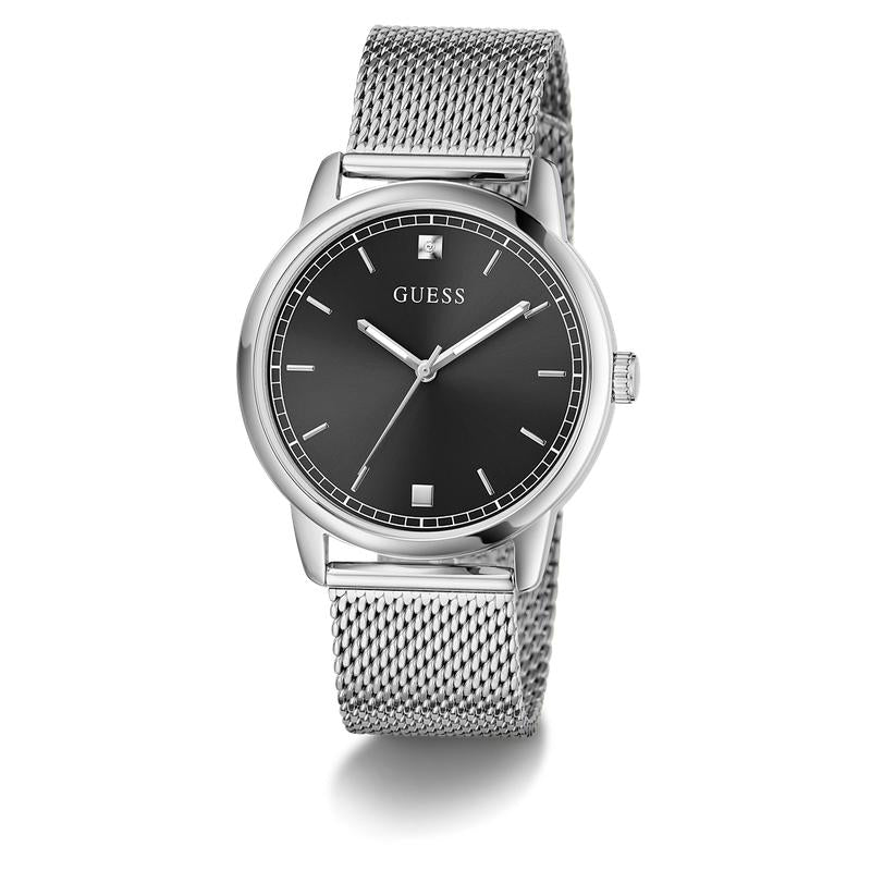 Guess Silver Tone Mesh Bracelet Analog Watch