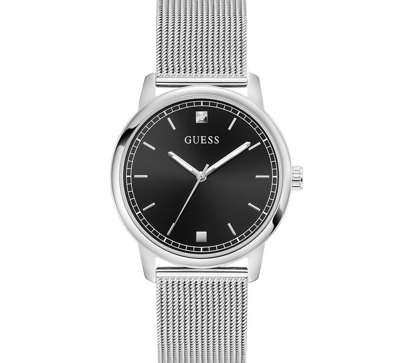 Guess Silver Tone Mesh Bracelet Analog Watch