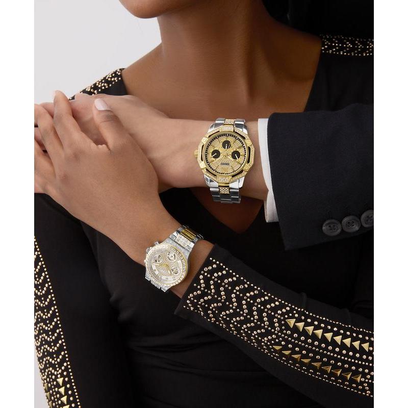 Guess Two-Tone Multifunction Crystal-Accented Stainless-Steel Watch