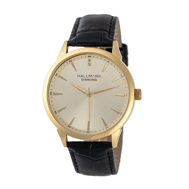 Hallmark Gents Diamond Collection Black Leather Strap main image 0