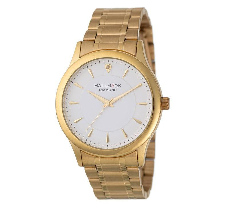 Hallmark Gents Diamond Collection Gold White Dial