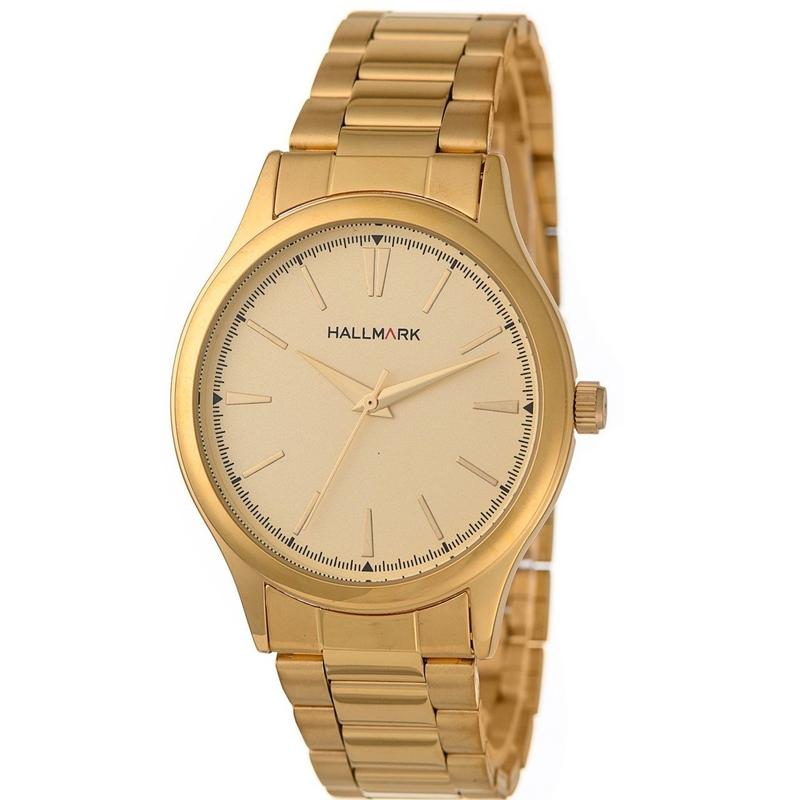 Hallmark Gents Gold Bracelet Champagne Dial Watch