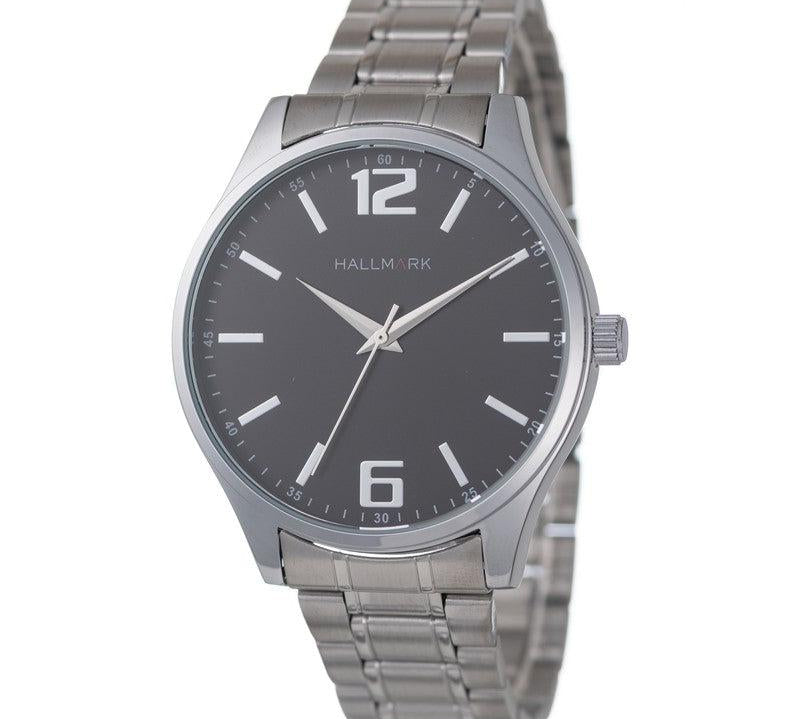 Hallmark Gents Silver Black Dial