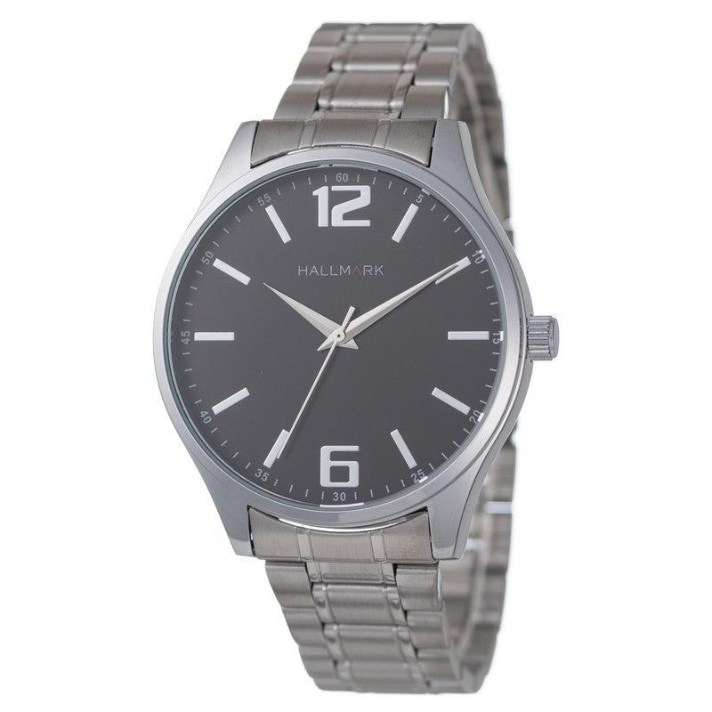 Hallmark Gents Silver Black Dial