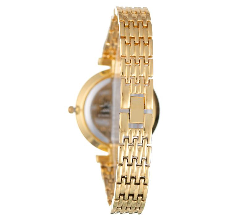 Hallmark Ladies Gold Bracelet Black Dial Watch