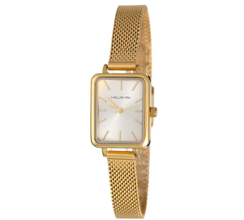 Hallmark Ladies Gold Mesh Silver Dial Watch