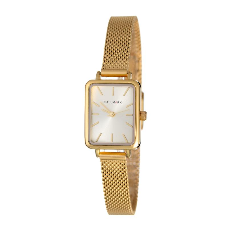 Hallmark Ladies Gold Mesh Silver Dial Watch