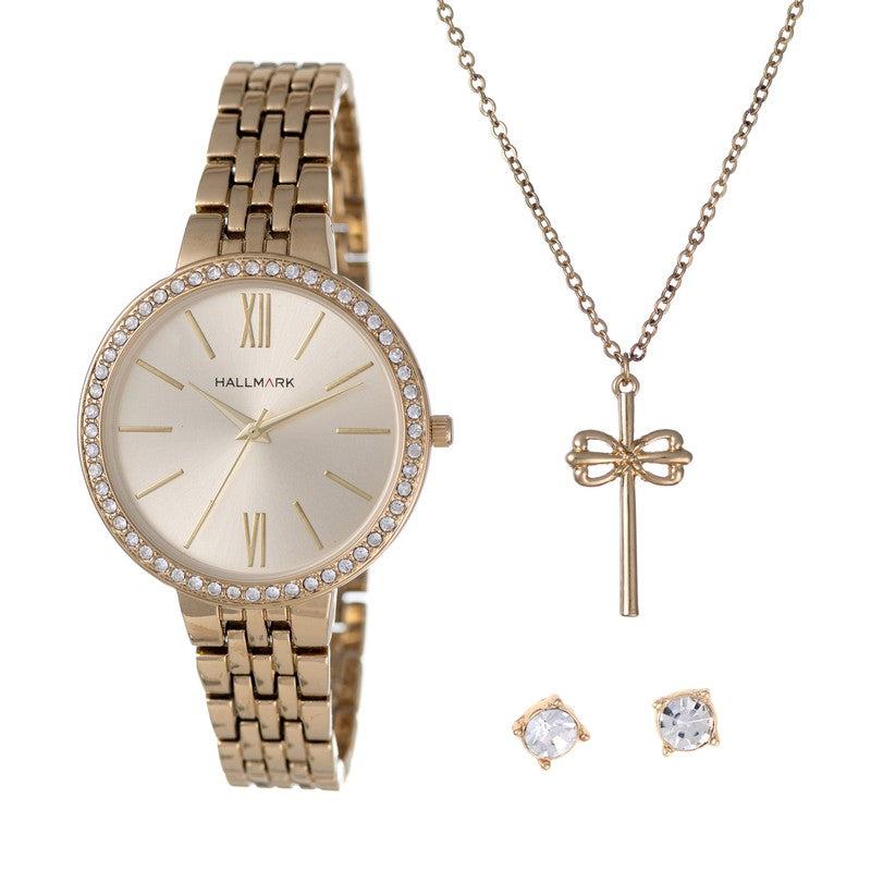 Hallmark Ladies Gold Watch 3 Piece Box Set- HBSL4056