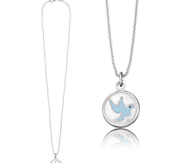 Herzengel Necklace with Glass Lens Pigeon Symbol (Peace)