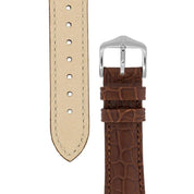 Hirsch ARISTOCRAT Croco-Embossed Leather Watch Strap in BROWN